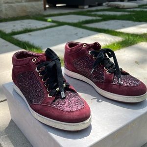 Jimmy Choo authentic  glittered suede sneakers